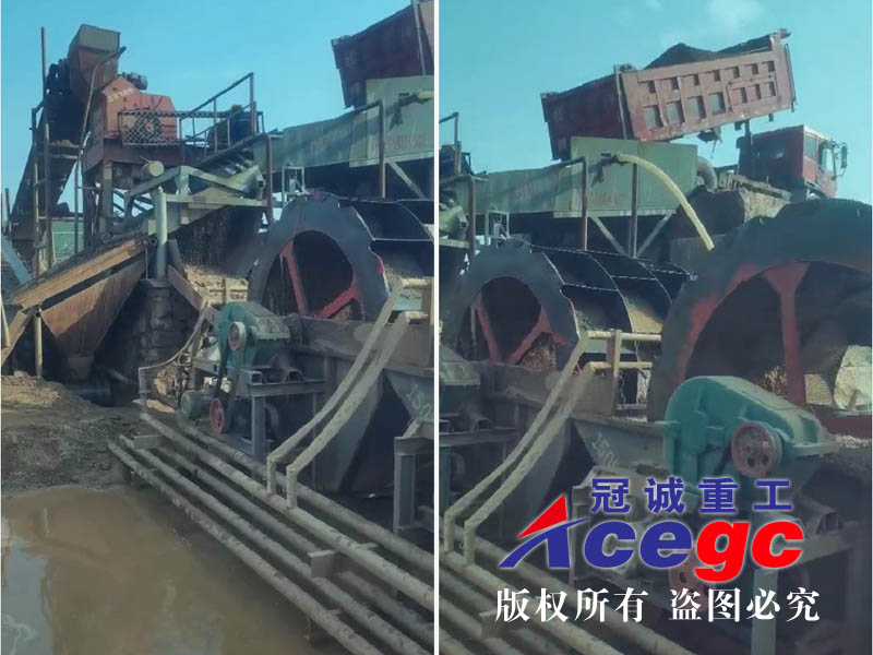 大産量三排輪鬥洗砂機破碎制砂洗沙現場視頻