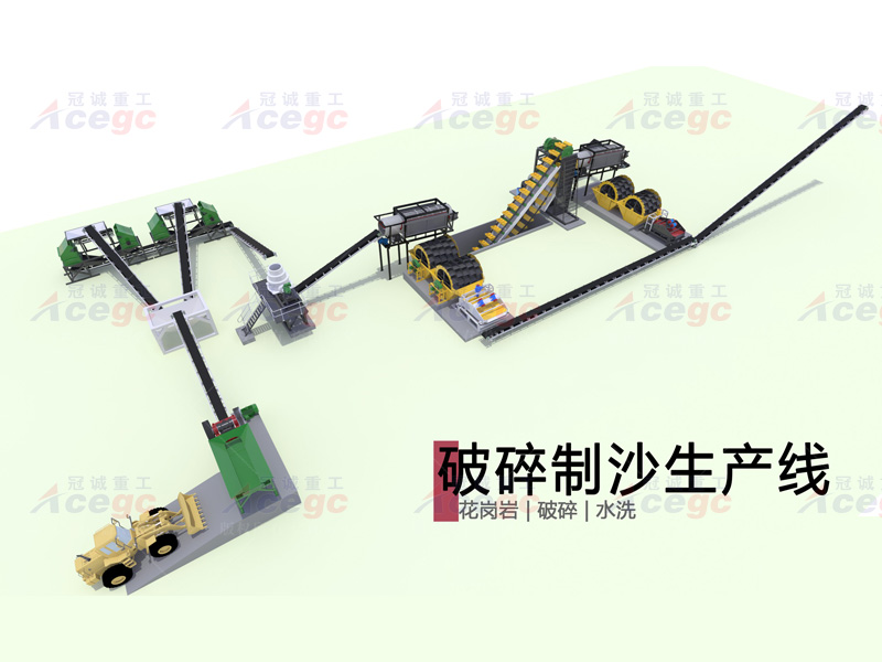 300T花崗岩破碎球磨制沙水洗生産線