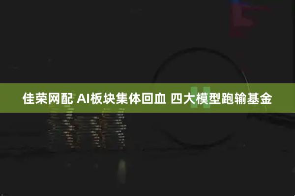 佳荣网配 AI板块集体回血 四大模型跑输基金